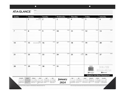 2024 AT-A-GLANCE 24 x 19 Monthly Desk Pad Calendar, White/Black (SK30-00-24)