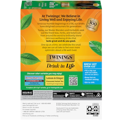 Twinings Green Tea, Keurig® K-Cup® Pods, 24/Box (TNA85788)