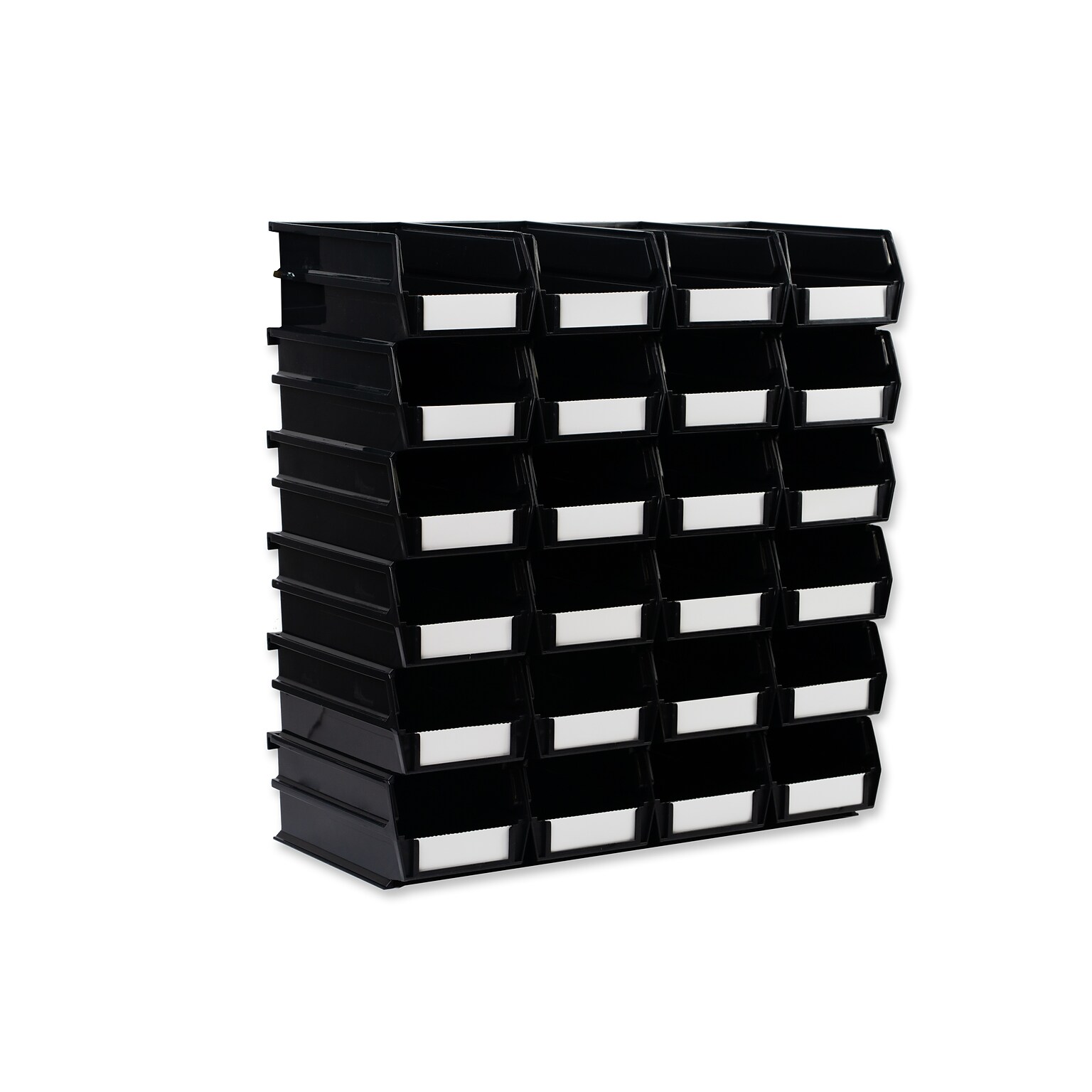 Triton Products LocBin Medium Stackable Plastic Storage Bin, 3 x 4.125x 7.375, 1.58 Qt., Black, 24/Pack (3-220BK)