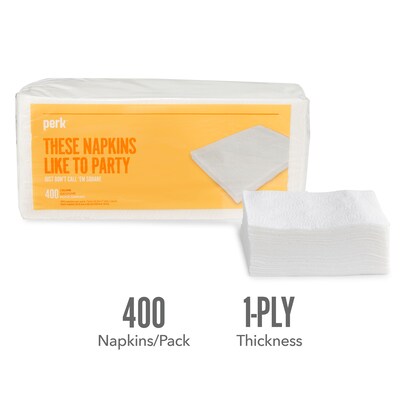 Perk™ Luncheon Lunch Napkin, 1-ply, White, 400 Napkins/Pack (PK28584)