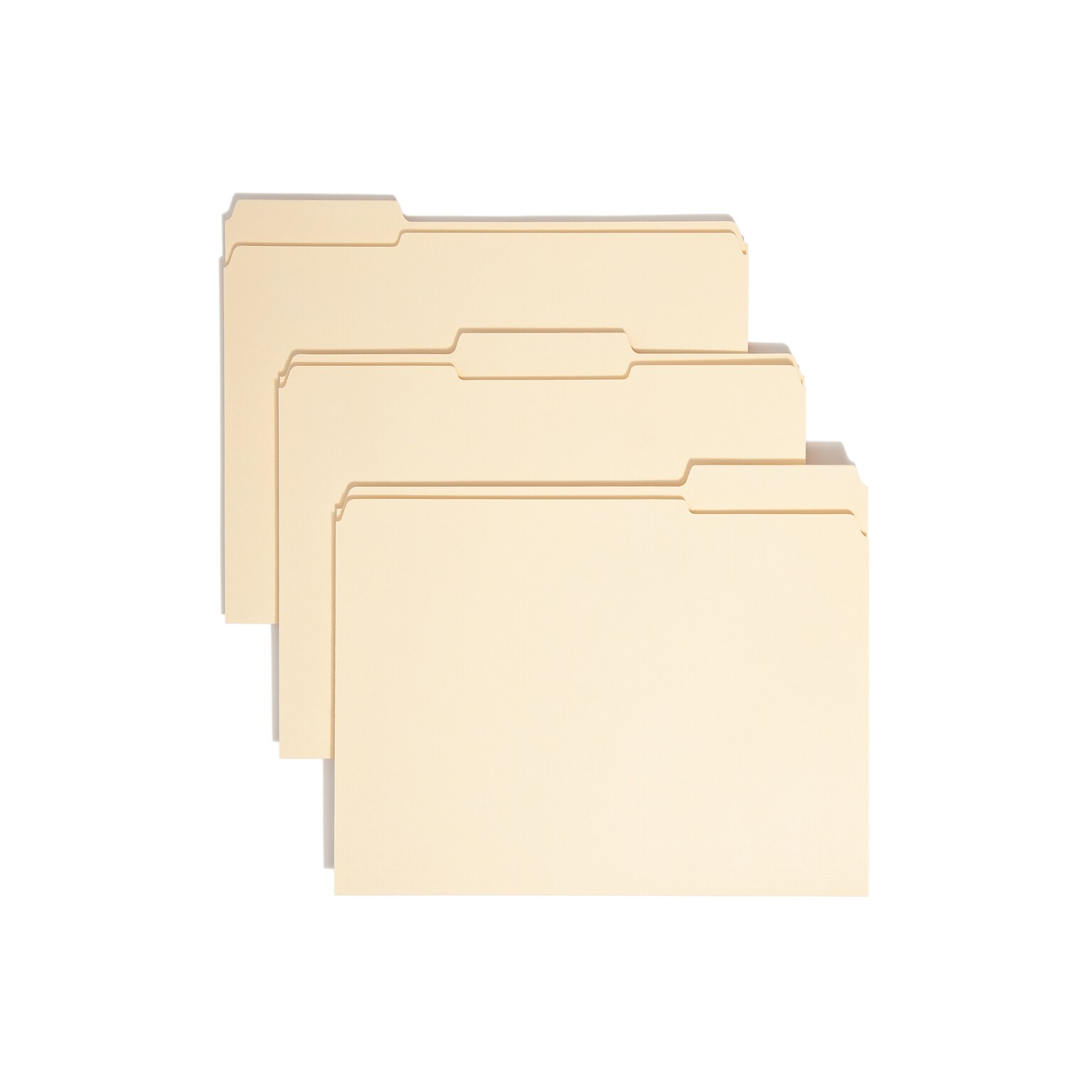 Smead WaterShed/CutLess 100% Recycled File Folder, 1/3-Cut Tab, Assorted, Letter Size, Manila, 100/Box(10347)