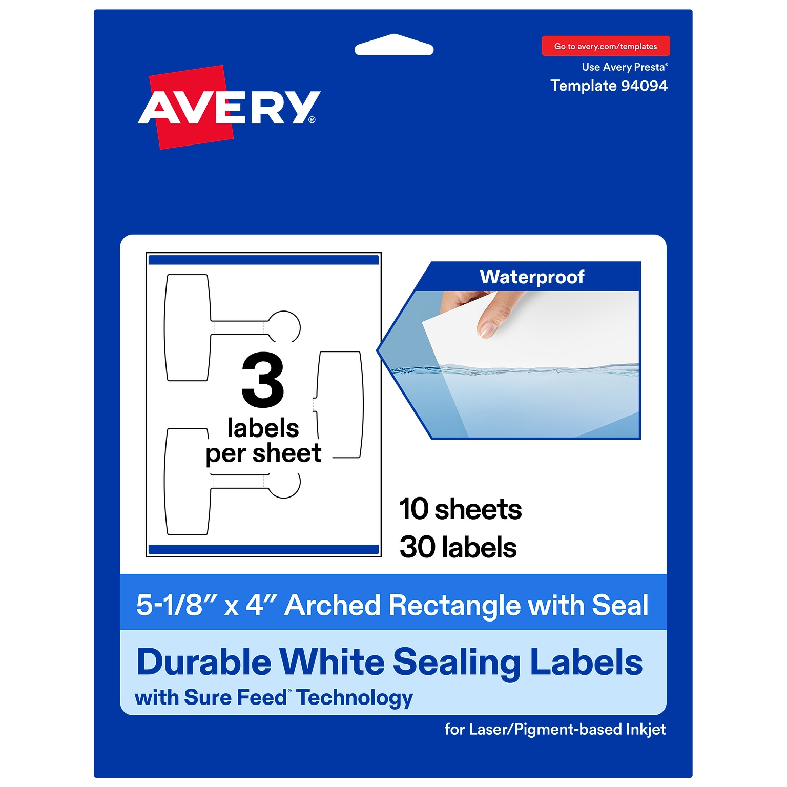 Avery Laser/Inkjet Multipurpose Labels, 5-1/8 x 4, White, 30 Labels/Pack (19479370696)