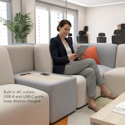 Bush Business Furniture Assemble Side Table with Charging Station, Fog Fabric (ASM120FGF-03)