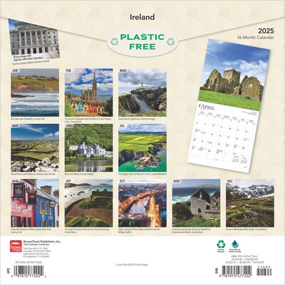 2025 BrownTrout Ireland 12" x 24" Monthly Square Wall Calendar, (9781975477202)