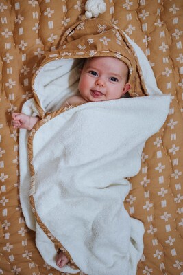 Crane Baby Ezra Beige Hooded Towel (BC-110HT)