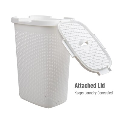 Mind Reader Plastic Laundry Hamper with Lid, White (60HAMP-WHT)