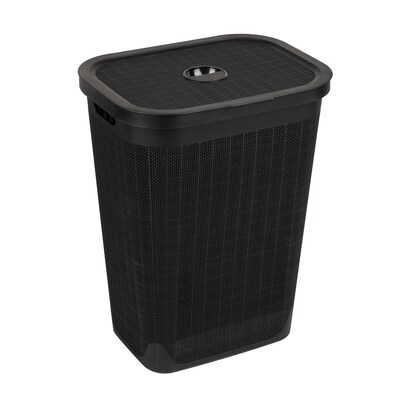 Mind Reader 15.85-Gallon Hamper with Lid, Plastic, Black (60FABHAMP-BLK)