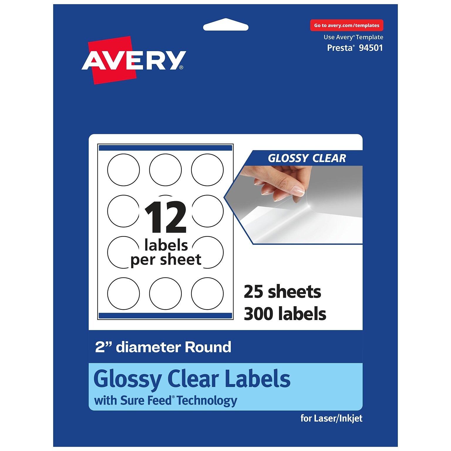 Avery Laser/Inkjet Round Multipurpose Labels, 2 Dia., 300 Labels/Pack (94501)