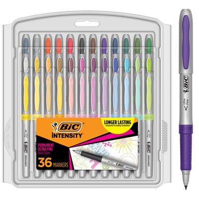 BIC Intensity Permanent Markers, Ultra Fine Tip, Assorted Colors, 36/Pack (GPMUP361)