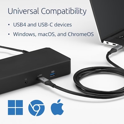 Kensington USB4 4.9 ft. USB-C to USB-C Charging Cable, Male to Male, Black (K32301WW)