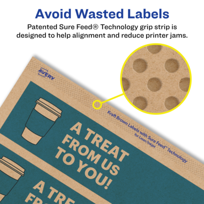Avery Laser/Inkjet Rectangle Multipurpose Labels, 3-1/4" x 8-3/8", Kraft Brown, 150 Labels/Box ( 94251)