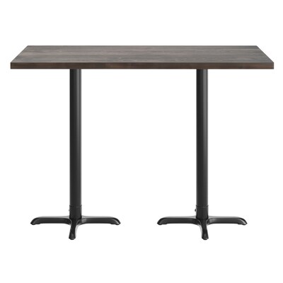 Flash Furniture Bennett Wooden Commercial Indoor Table, 60" x 30", Dark Brown Top/Black Base (GSF3060DBT2222B)