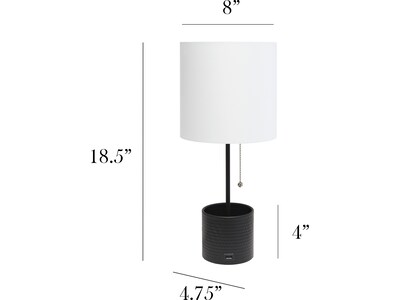 Simple Designs Table Lamp, Black/White (LT1085-BLK)