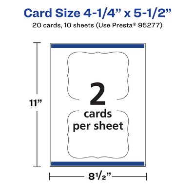 Avery Integrated Cards, 4.25" x 5.5", Glossy White, 20/Pack (95277)