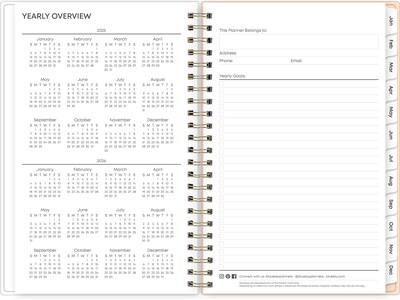 2025 Blue Sky Natalya 5" x 8" Weekly & Monthly Planner, Plastic Cover, Pink/White (148769-25)