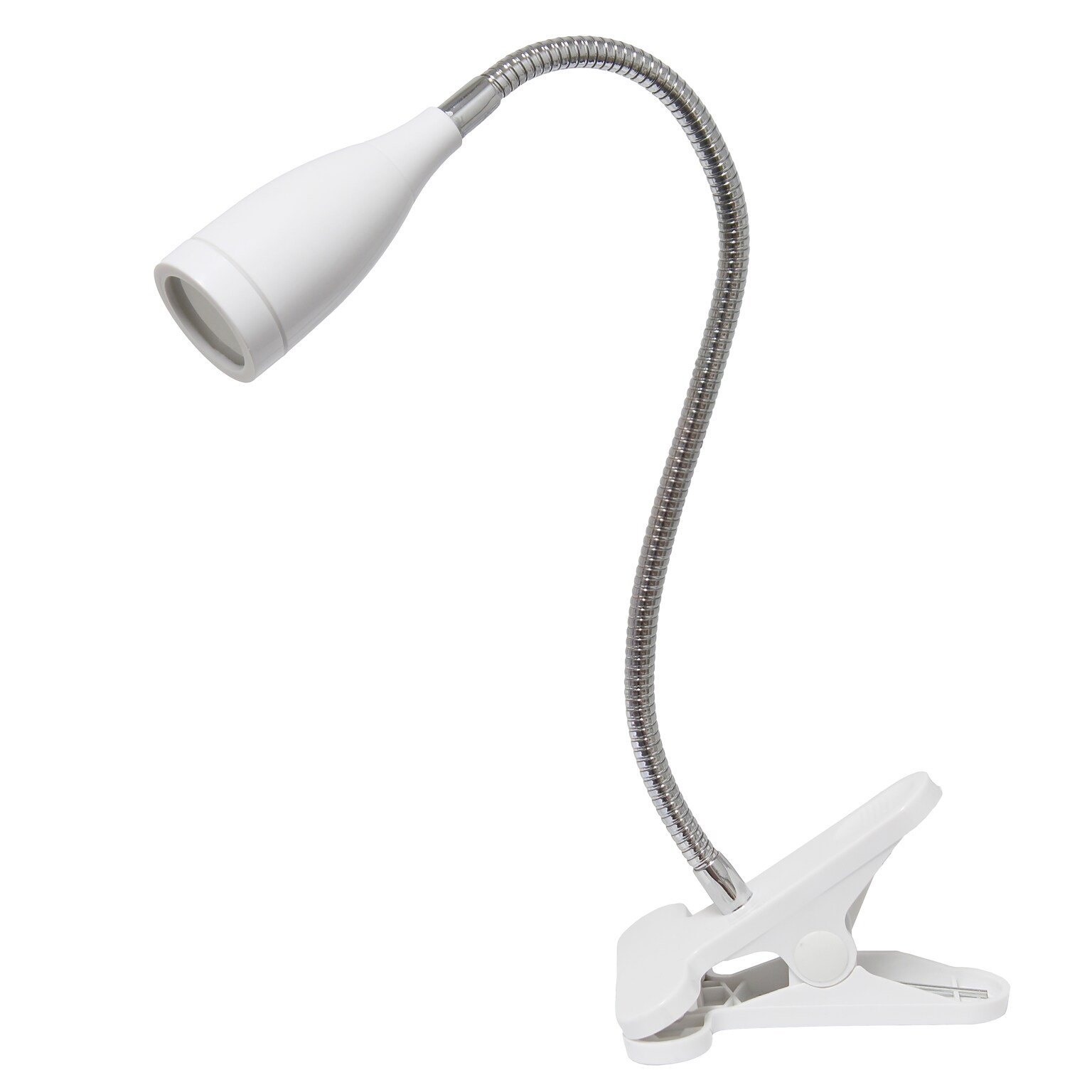 Creekwood Home Sleek Essentials 17.25 Adjustable Basic Clip On LED Light with Flexible Gooseneck, White (CWD-1007-WH)