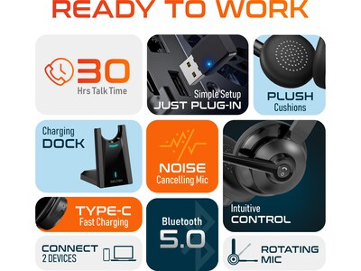 Delton Work Anywhere 35X Wireless Noise Canceling Bluetooth Over-the-Ear Headset Kit (DBND4WLS35X)