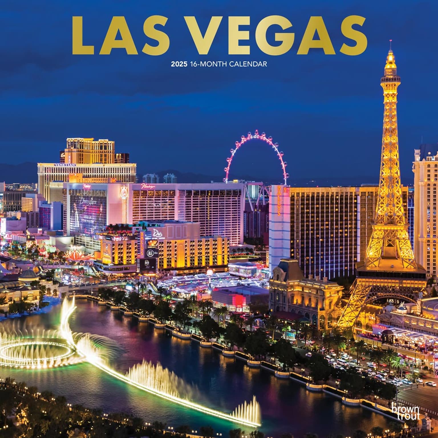 2025 BrownTrout Las Vegas 12 x 24 Monthly Square Wall Calendar, (9781975475062)
