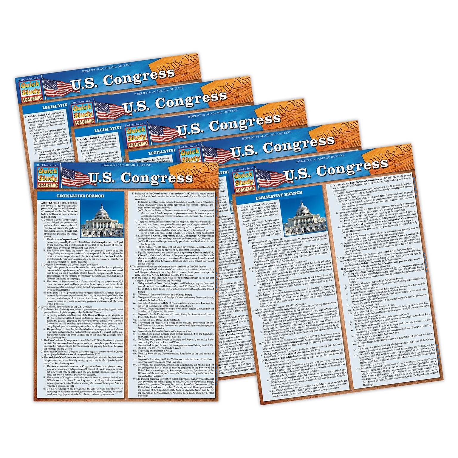 QuickStudy Laminated Study Guide, U.S. Congress, 6/Pack (QS-9781423251217)