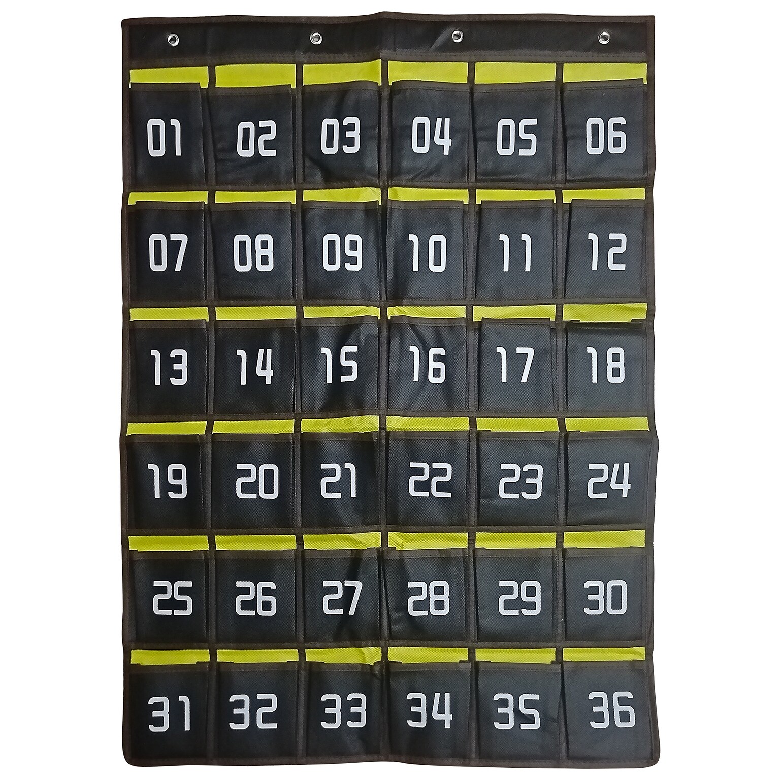Kore Design Hanging Cell Phone Pocket Storage Classroom Organizer, 37.8 x 26.4, Black/Yellow (KD-PS3624)