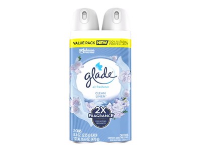 Glade Air Freshener Aerosol, Clean Linen Scent, 8.3 Oz., 2/Pack (346578)