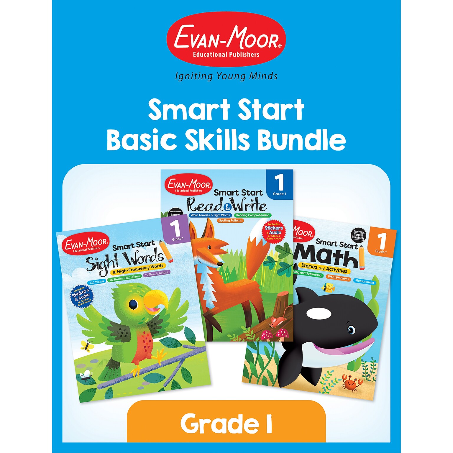 Evan-Moor Smart Start Acvitity Book Basic Skills Bundle, Grade 1 Workbook, 3 Books/Set (EMC6273)
