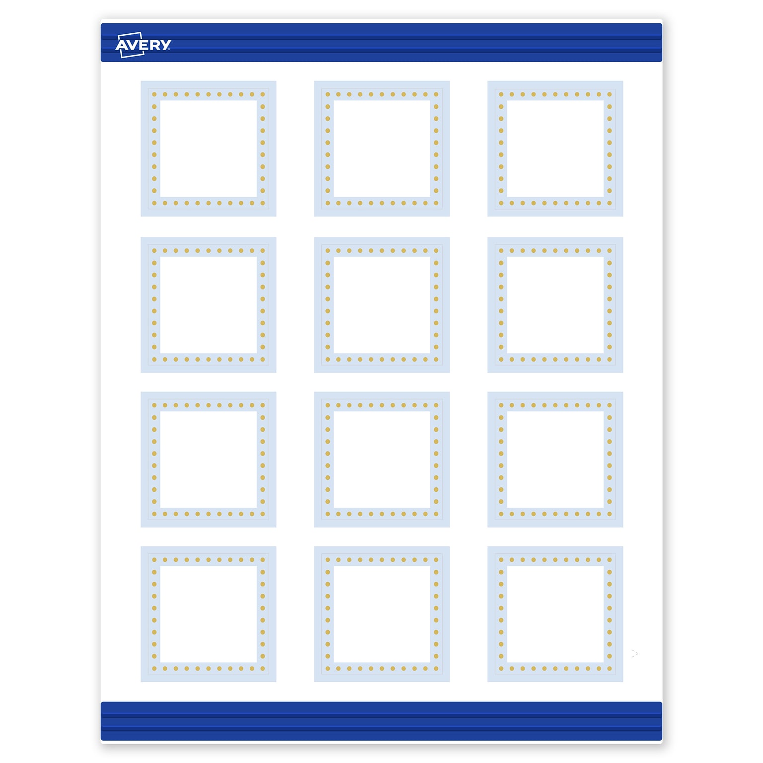 Avery Gold Dots with Blue Border Matte Blank Card, White, 120/Pack (S00-DMJ)