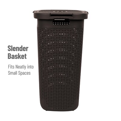 Mind Reader 15.85-Gallon Laundry Hamper with Lid, Plastic, Brown (60HAMP-BRN)