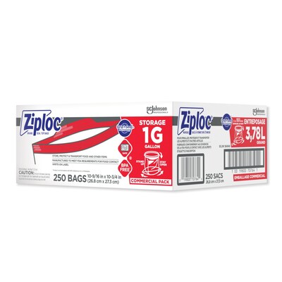 Ziploc Double Zipper Freezer Storage Bags, 2 Gallon, 100 Bags/Carton  (682254)