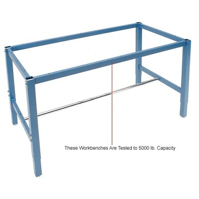 Global Industrial Height Adjustable Workbench, 72"W x 30"D, Laminate Square Edge, Blue (606978BL)