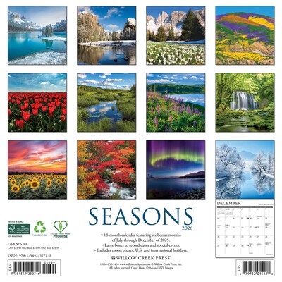 2026 Willow Creek Seasons 12 x 12 Monthly Wall Calendar (52716X)