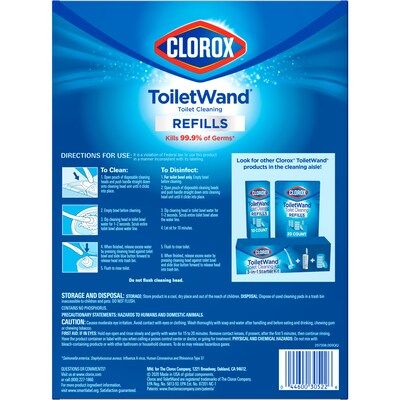 Clorox ToiletWand Disinfecting Refills, Fragrance Free, White, 20 Refills/Pack (31049)
