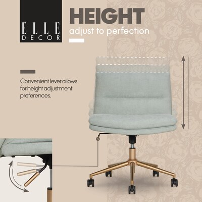 Elle Decor Ariana Armless Ergonomic Fabric Swivel Computer and Desk Chair, Mint Blue (60121-MBLU)
