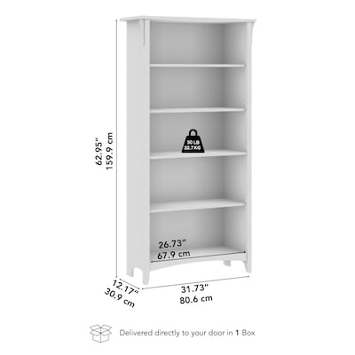 Bush Home Salinas Tall 5 Shelf Bookcase, Antique White (SAB132AW-03)