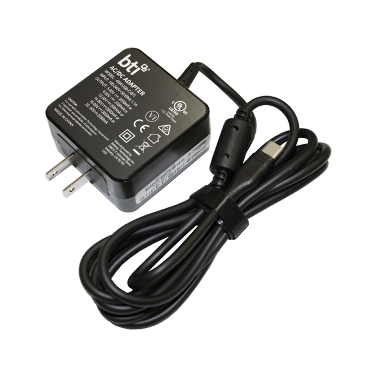 Battery Technology 45W USB Type-C Adapter for Laptop, Black (KP-04503-007-BTI)