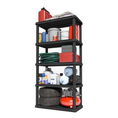 Iris 5-Shelf Plastic Shelving Unit, 73.4 x 35.9 x 17.9, Black (140103)