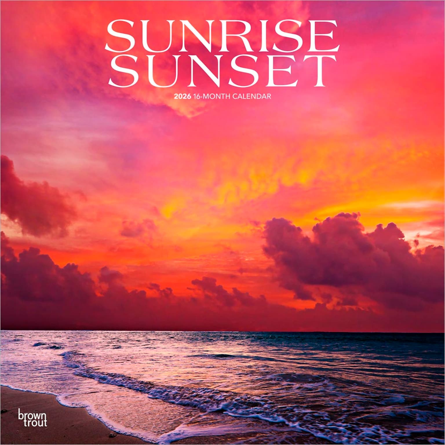 2026 BrownTrout Sunrise Sunset 12 x 12 Monthly Wall Calendar (9798330705719)
