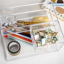 Martha Stewart Brody Stack and Slide Plastic Tray Office Desktop Organizer, Clear, 3/Set (BEPB33173C