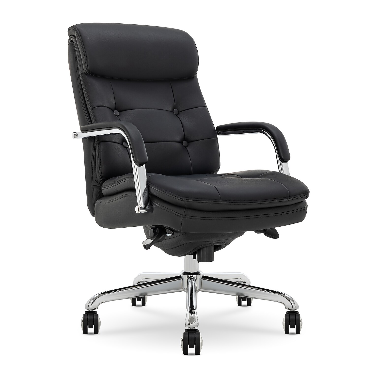 La-Z-Boy Sonata Ergonomic Bonded Leather Swivel Executive Chair, Black and Chrome (CCHR10014D)