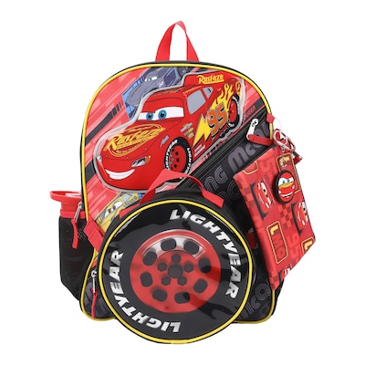 Bioworld Kids 5-Piece Disney Cars Backpack Set, Large, Red and black (B1B8787DSXSB00)