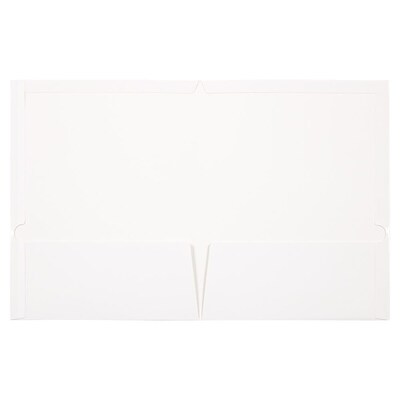 JAM Paper Glossy 2 Pocket Cardstock Presentation Folder, White, 100/Box (385GWHB)