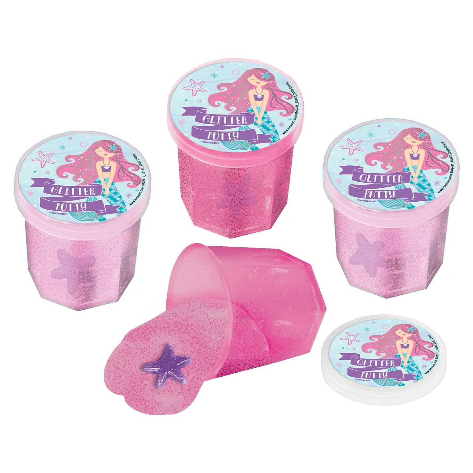 Party City Glitter Mermaid Putty with Toy, Assorted Colors, 12/Pack (AM3902411-NS)