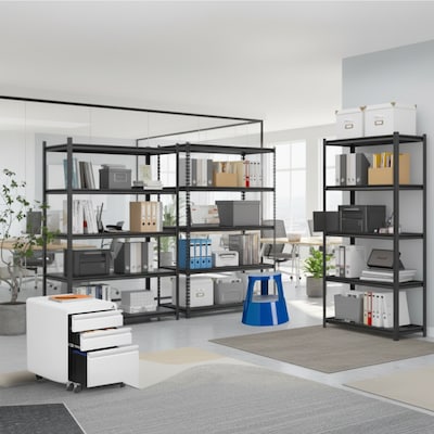 FlexiSpot 5-Shelf Metal Light Duty Wire Storage Shelving, 72" x 36" x 16", Black (CJ017-DK)