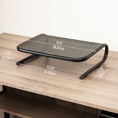 Mind Reader Ventilated Monitor Stand, Holds up to 44 lbs., Metal, Black, 2/Pack (2METMONST-BLK)