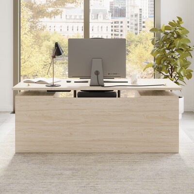 Bush Business Furniture Stratus 72"W Electric Adjustable Standing Desk with Drawers and Panel, Natural Elm (SUT012NE)