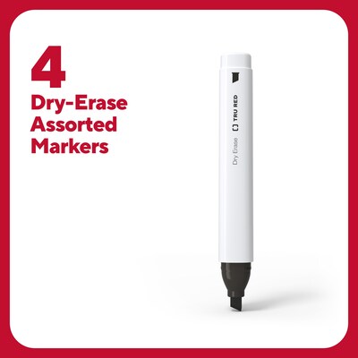 TRU RED™ Tank Dry Erase Markers, Chisel Tip, Assorted, 4/Pack (TR61456/TR54561)