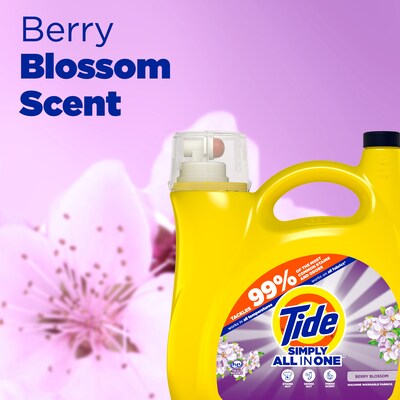 Tide Simply HE Simply Liquid Laundry Detergent, Berry Blossom Scent, 85 Loads, 107 oz. (26838)