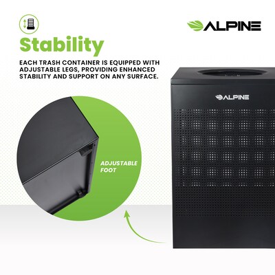 Alpine Industries Stainless Steel Trash Can, 40 Gallon, Black (ALP438-40-BLK-MK)