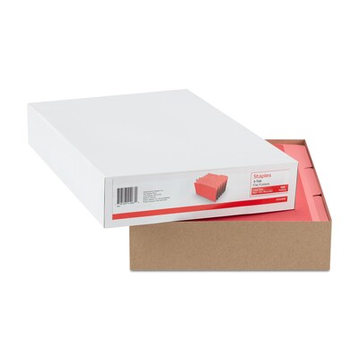 Staples® File Folders, 1/3 Cut Tab, Legal Size, Red, 100/Box (TR224550/344939)