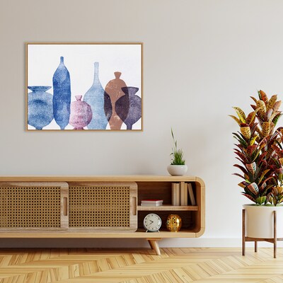 Amanti Art Vases 1 Blue by Pernille Folcarelli Framed Canvas Wall Art Print, 42 x 32 (A42677747979